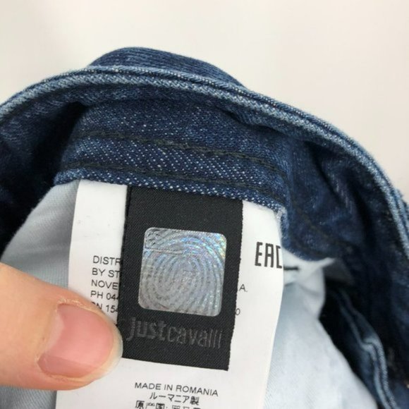 Just Cavalli  Just Luxury   Dark Wash studded skinny jeans chrome bronze beading - Picture 8 of 14